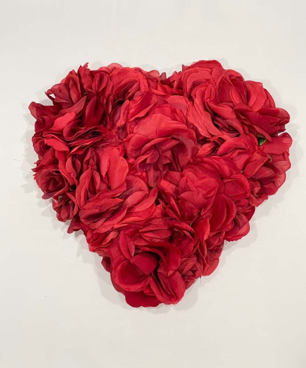 Handmade Valentine’s Heart From Artificial Red Roses Wreath